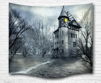 

Custom Tapestry Mysterious Old Castle Forest Gothic Halloween Home Decor Dorm Wall Hanging Tapestry