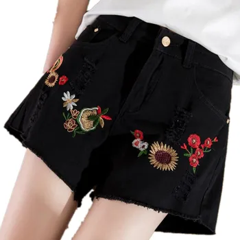 

embroidery shorts Women high waist shorts pants Summer plus size 8xl