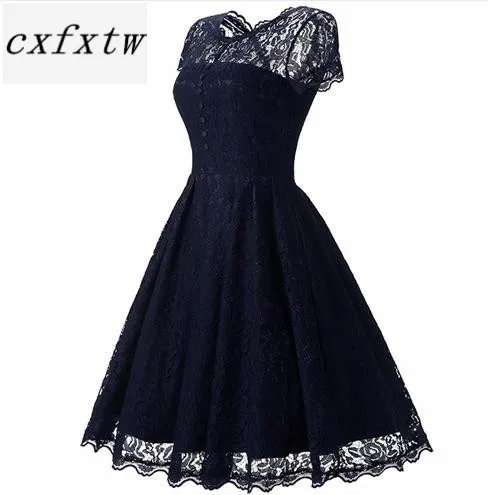 

Hot Sale Womens Summer Lace Dress 2018 Vintage O Neck Slim Sexy Pin up Rockabilly Vestidos Party Black Lace Dresses.