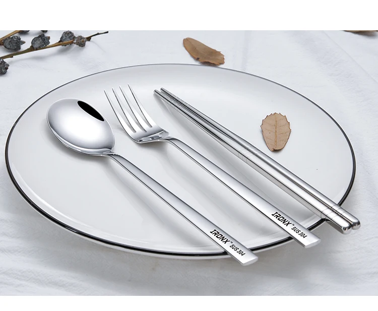 IRONX портативный набор посуды из 304 нержавеющей стали набор столовых приборов для пикника, путешествий, кемпинга, уличной посуды