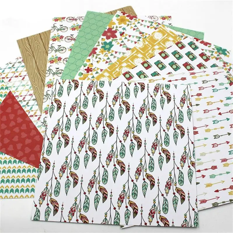 

VYUTXA 12pcs 6" Single-side Travel Pattern creative papercraft art paper handmade scrapbooking kit set books