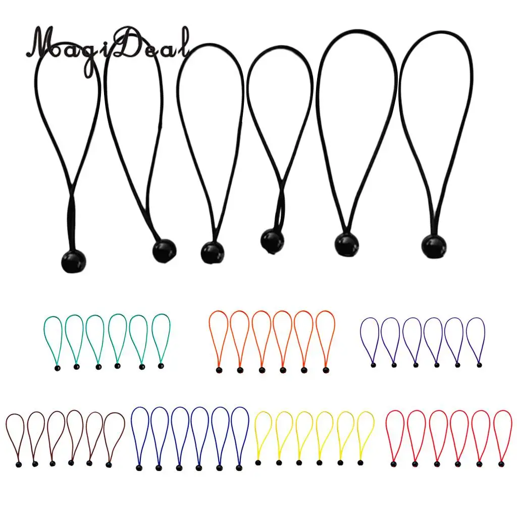 MagiDeal Hot 6Pcs 15cm 3mm Heavy Duty Elastic Ball Bungee Cord Tarp Tent Awning Fixing Tie Down Canopy Strap for Caving Climbing