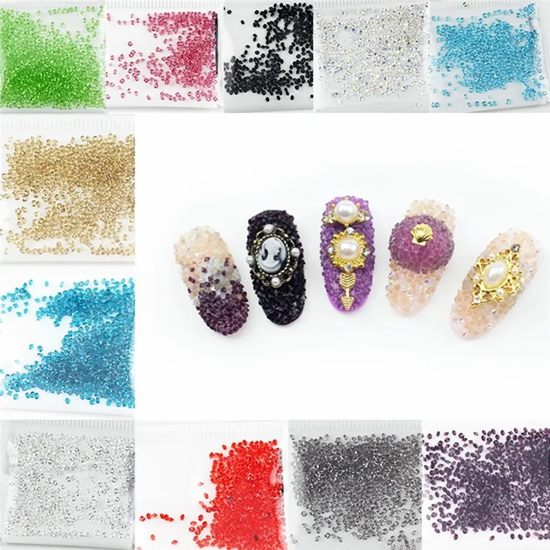 

MIOBLET 1440Pcs 1.2mm Mini Diamond Shining DIY Nail Rhinestones Iridescent Crystal Need Glue Phone Nail Art Decoration Wholesale