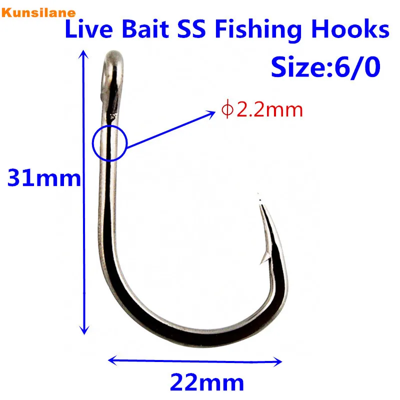 80pcs 10827 Size 6/0 Stainless Steel Saltwater Fishing Hooks No Rust