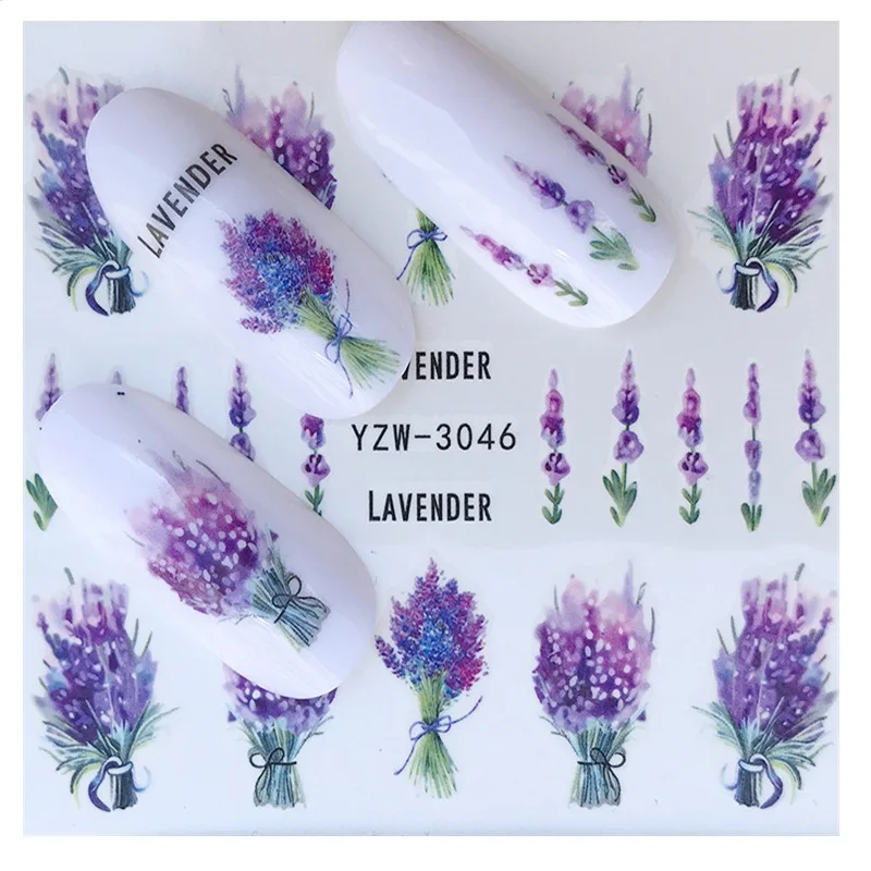 

1 Sheets Nail Stickers On Nails Blooming Flower Stickers Design For Nails Lavender Water Transfer Stickers Nail Art Decals