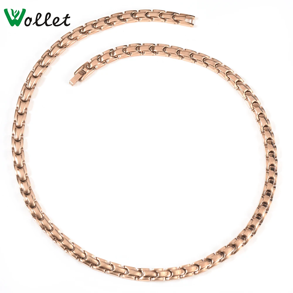 Wollet Jewelry Pure Titanium Magnetic Necklace Women Rose Gold Color Health Care Healing Energy Magnet Copper | Украшения и