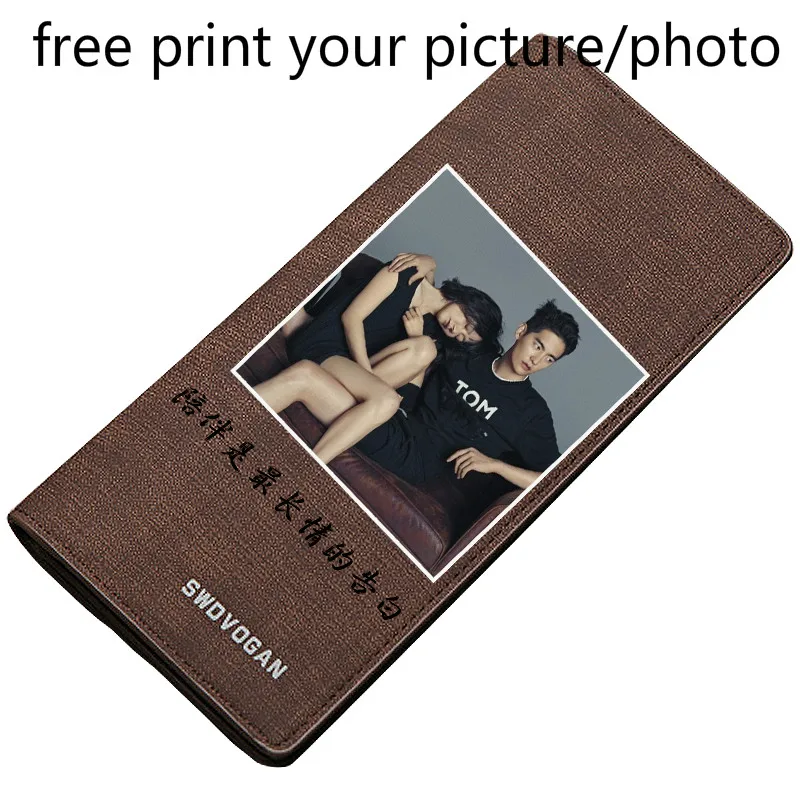 

men wallet quality long design multi-card position thin free personalized customized gift diy text photo picture printed wallet