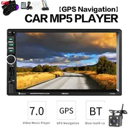 2 Din 7 ''штатную MP5 плеер gps навигации Камера Map Сенсорный экран Bluetooth MP4 MP5 видео стерео радио 7018 г