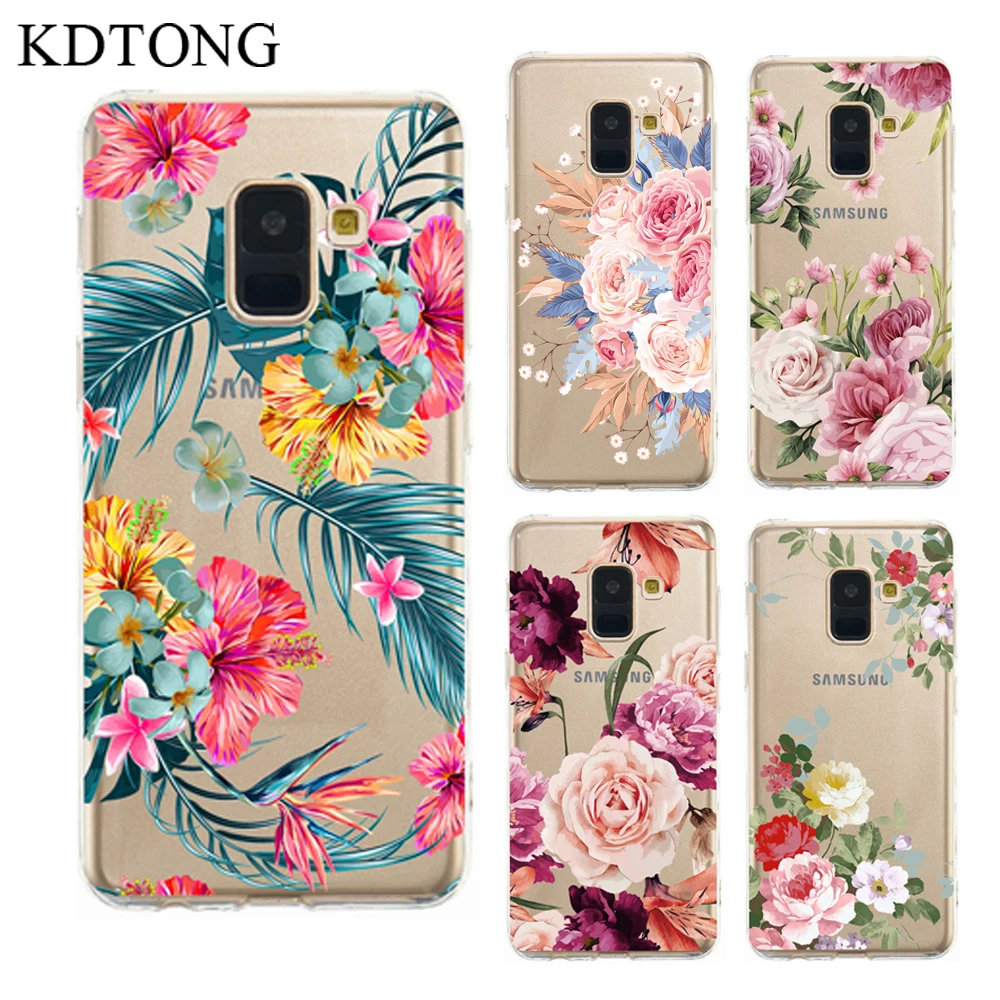 

Phone Case sFor Samsung Galaxy A6 A8 Plus 2018 Case Flower Transparent Soft TPU Silicone Cover For Galaxy A8 A6 2018 Case Cover