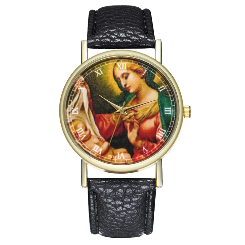 MJartoria Madonna кожаные Наручные часы женские Брендовые повседневные наручные