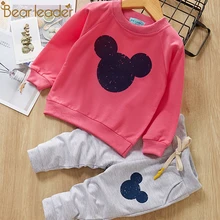 Bear Leader/ г. Одежда для маленьких мальчиков и девочек весенние комплекты одежды для малышей толстовки с длинными рукавами+ повседневные штаны 2 шт., одежда для малышей