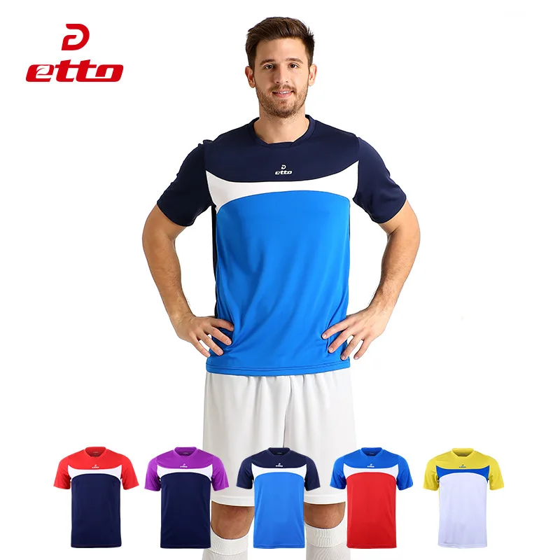 Etto High Quality Quick Dry Soccer Suits Men Short-sleeved Leisure Sports Jersey Football Team Uniforms Male Tracksuit HUC034 | Спорт и