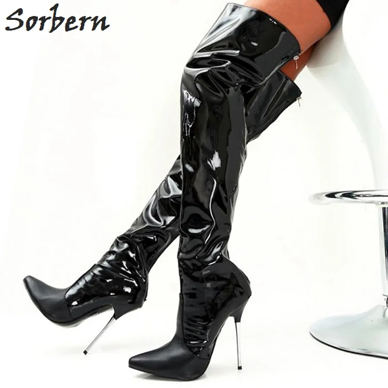 Sorbern Woman Long Shoes Sexy Pointed Toe High Heel 12CM Over The Knee ...