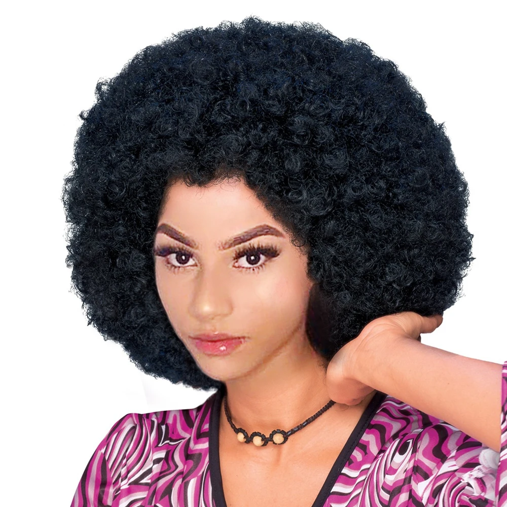Афро кудрявый парик волос коричневый синтетический Ретро парики для женщин черные волосы