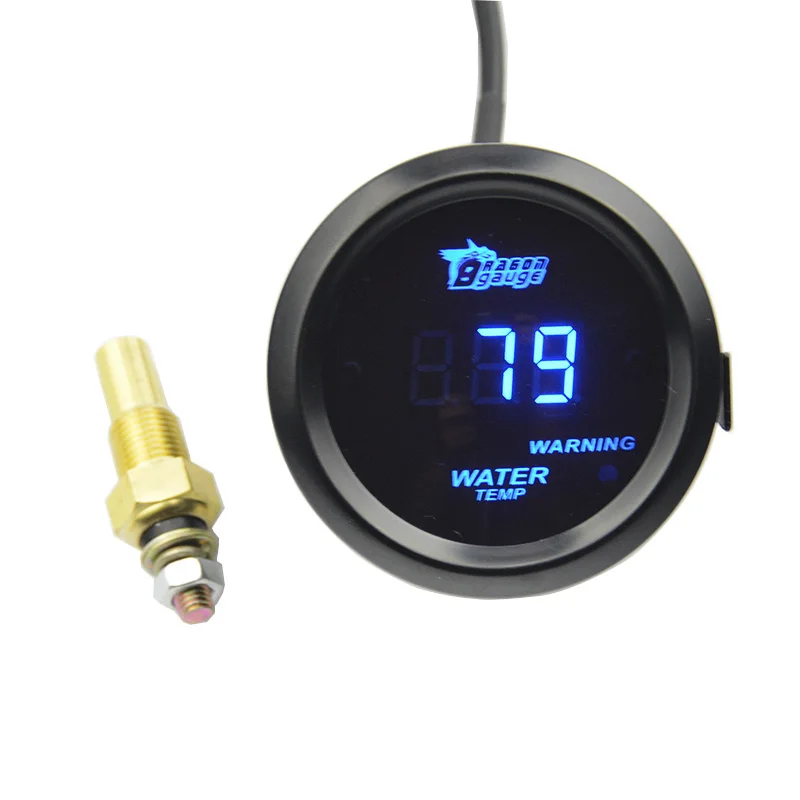 2" 52mm Water Temperature Gauge Black Shell Blue LED Light Digital
