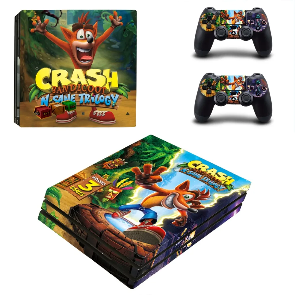 Аварии бандикут N Sane Trilogy PS4 Pro кожи виниловая наклейка, стикер для sony Playstation 4 консоли и 2 контроллеры PS4 Pro кожи