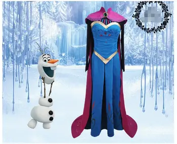 

Snow Queen anna dress adult halloween princess anna Coronation cosplay costume Movie party women fancy dress Custom Made