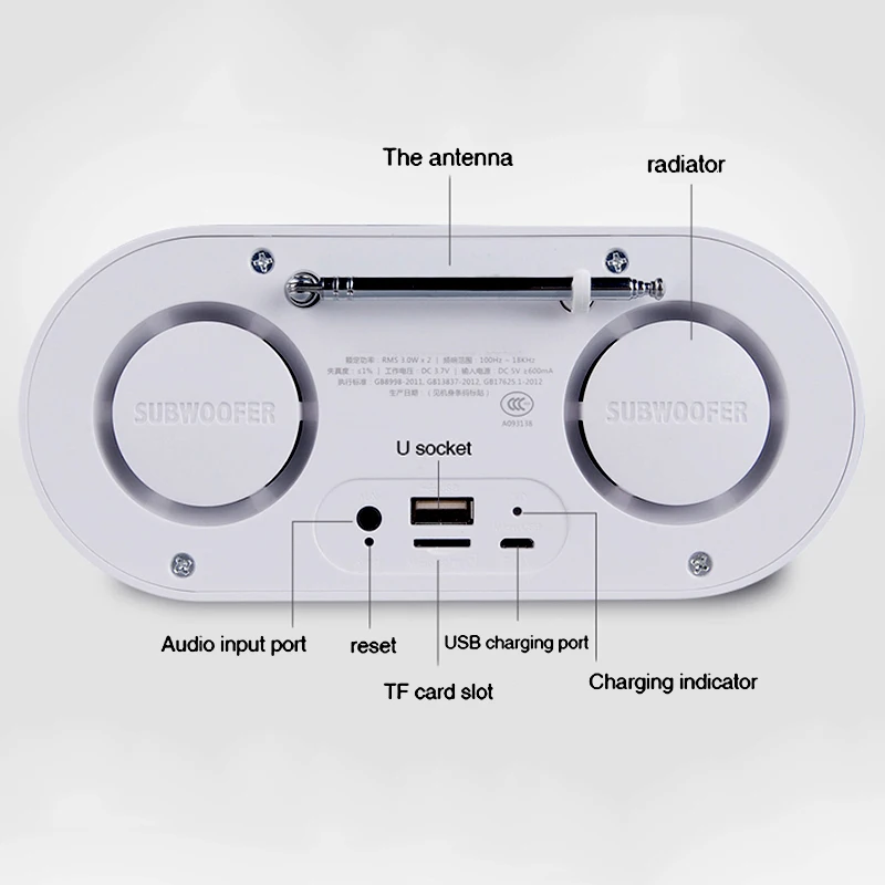 Динамик с сабвуфером Bluetooth fm радио портативный мини аудио динамик s u диск tf карта