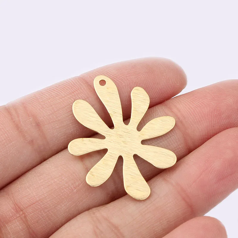 

20pcs Raw Brass Flower Charm Sunflower Pendant For DIY Jewelry Necklace Making Finding