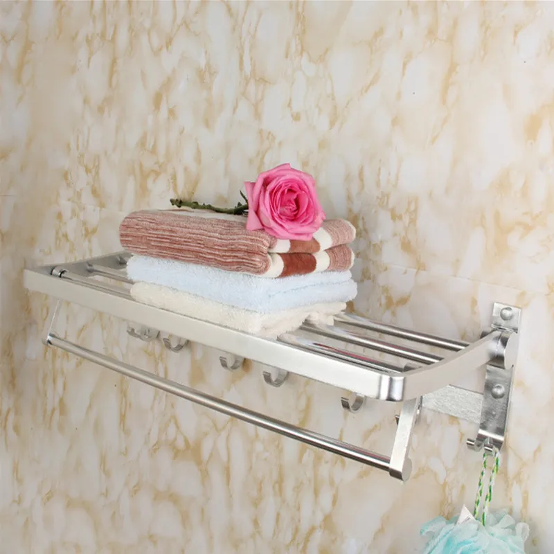 New style Bathroom Racks Hot Shelves Single Space Aluminum Hook Pole