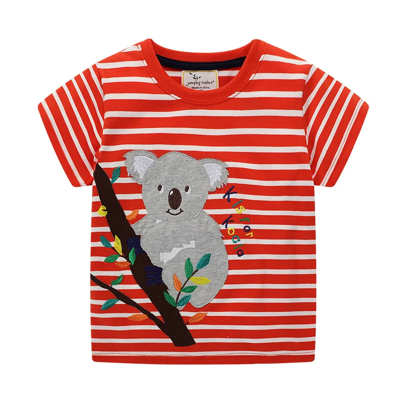 Одежда из хлопка для мальчиков, детские футболки с аппликацией животных, топы в полоску с изображением Льва и динозавра, футболки для мальчиков, новинка года, детские топы для девочек