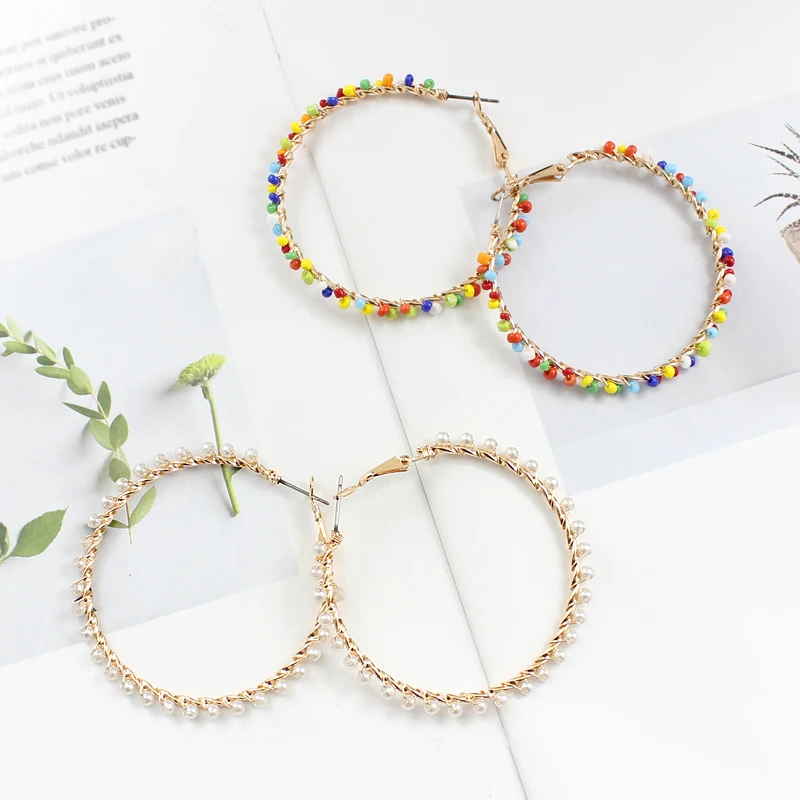 Simple fashion Great Circle Drop Earrings Colorful Imitation Pearl-like geometric big round Eardrop for women Jewelry Brincos | Украшения и