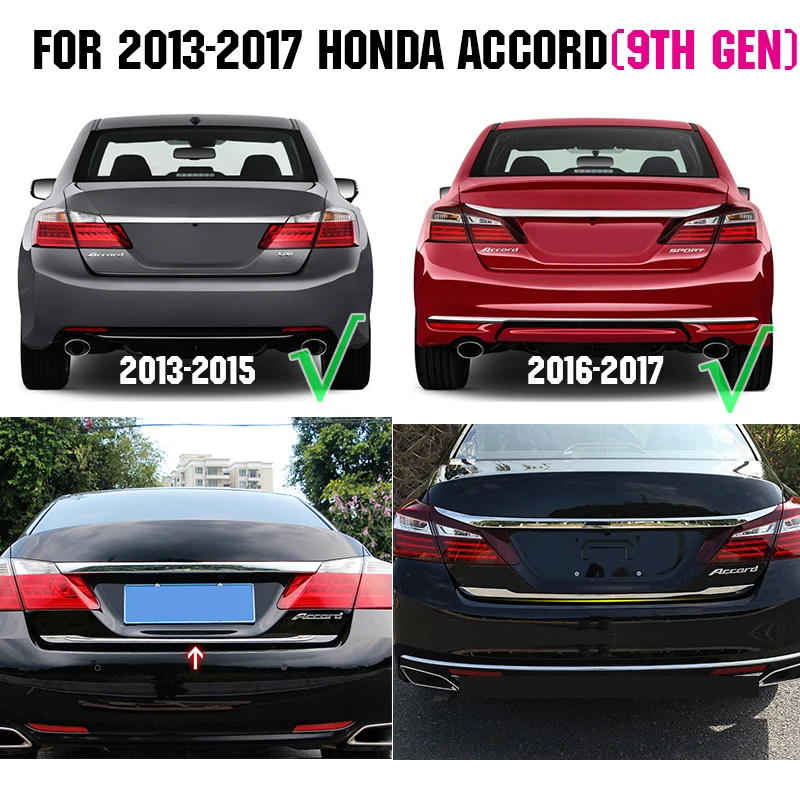 Накладки на задние ворота для Honda Sedan Accord 2014 2015 2016 2017 9th хромированные декоративные