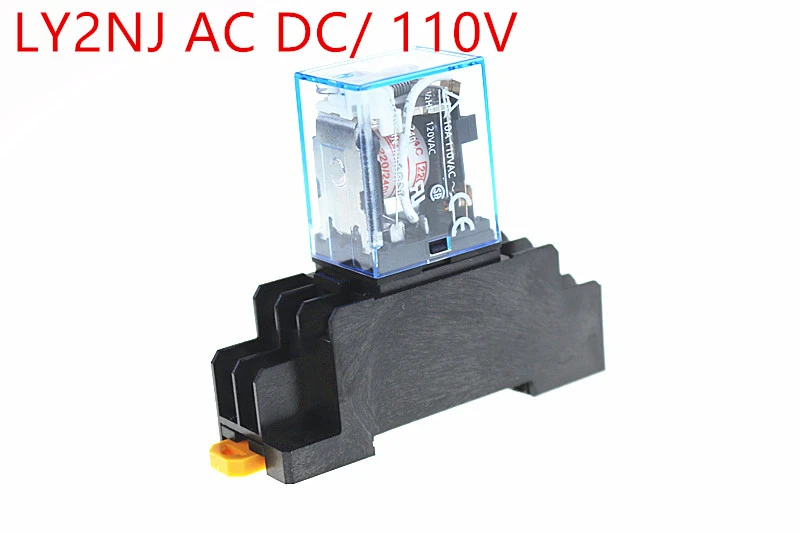 LY2NJ HH62PL JQX13F 110V AC Coil Relay with PTF08A Socket Base