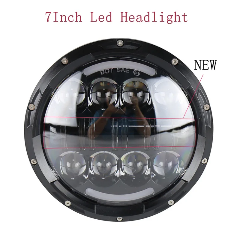 

2018 2pcs New design 7inch 80W Led Headlight with White/Amber ring for Wrangler /Harley Davidson wholesale