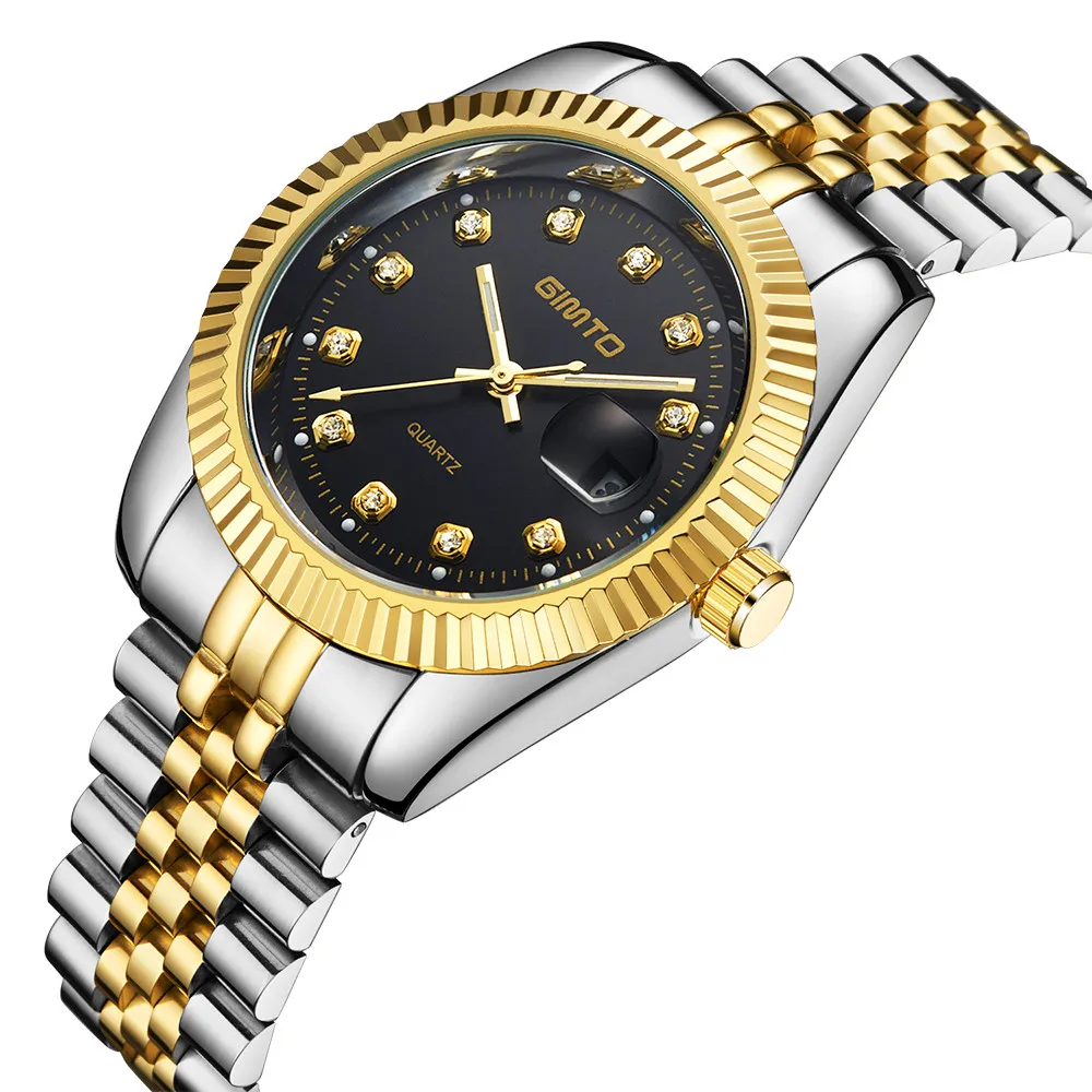 Men watches quartz business luxury gold fashion brand GIMTO stainless steel band classic waterproof masculine wristwatch