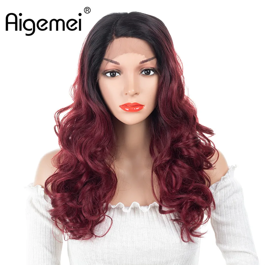 

Aigemei 16inch OT27/OTBug/OT30 Colors Short Wig Heat Resistant Curly Wigs Glueless Synthetic Lace Front Wigs For Women