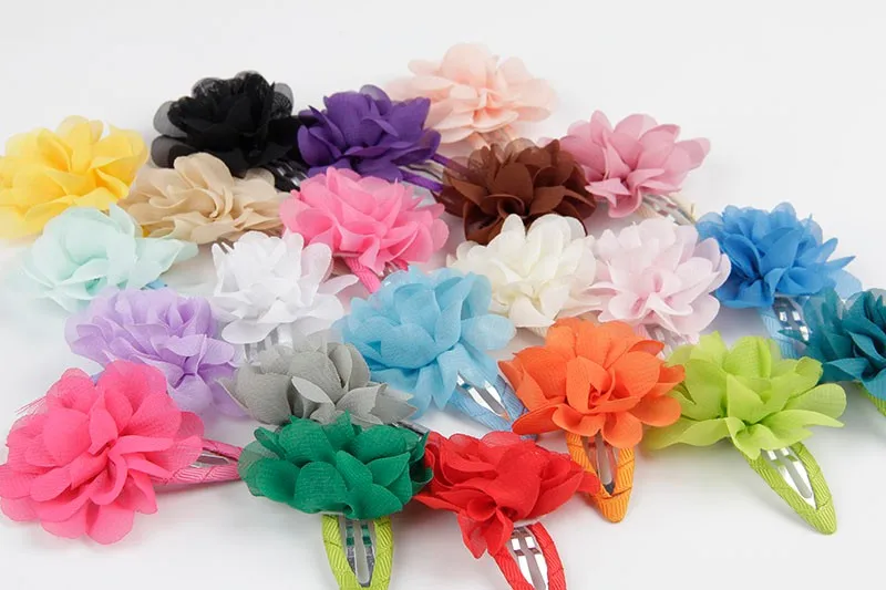 Cute 22 Colors Fashion Baby Girls Mini Chiffon Flowers Hair Clips Sweet Children Hairpins for Kids Hair Accessories