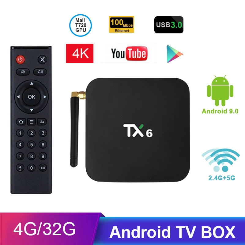 Tanix TX6 Android TV Box H6 4 ГБ DDR3 32 Гб EMMC 2 ГГц 5 WiFi BT4.1 поддержка 4K H.265 Bluetooth 0 WIFI 7 BOX|ТВ-приставки