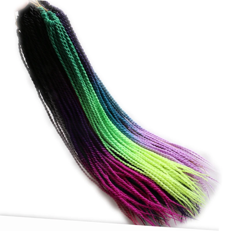 

Desire for hair 10 packs 24 inch 100g 24 strands dip dye ombre green grey blue lilac color crocheted 2X Senegalese Twist braids