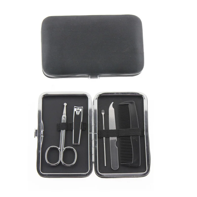 

12*7cm Soft Case Pro Manicure Set Kit Tool Include Nose Ear Hair Scissor Nail Clipper Earpick Curette Metal Nail File Brush Comb