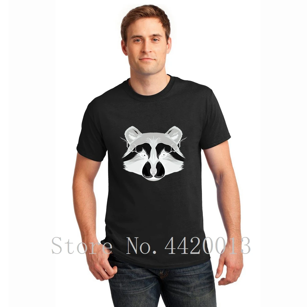 

Print Short Sleeve round Neck powerful racoon Trend Famous New Style Spring Original Pop Top Tee t shirt men