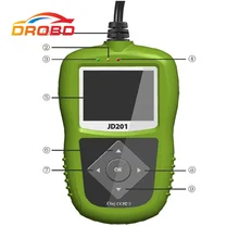 JDiag JD201 считыватель кодов JDiag JD-201 сканер кода JD 201 зеленый OBD Подключение