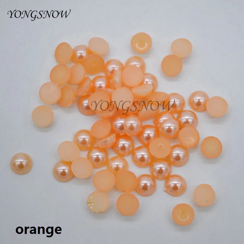 200Pcs/lot 6mm Multicolor Acrylic Imitation Beads Pearl Half Round Flatback Bead Wedding Party Decor DIY Nail Art Decorate75z - Цвет: orange