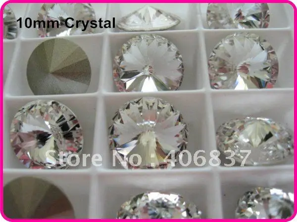 

100pcs/Lot, Color Clear/Crystal 10mm Rivoli Crystal, Free Shipping! Chinese Top Quality Crystal Rivoli