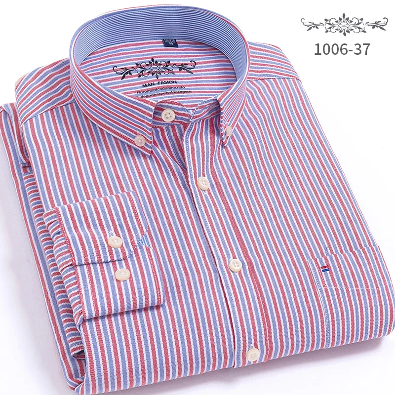 2019 Новое поступление Оксфорд для мужчин рубашка с длинными рукавами в полоску рубашки домашние муж. брендовая одежда для мужчин camisa masculina 12