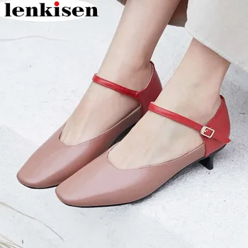 

2019 preppy simple style low heels buckle strap natural leather classic square toe sweet girls mujer pumps dating paty shoes L85