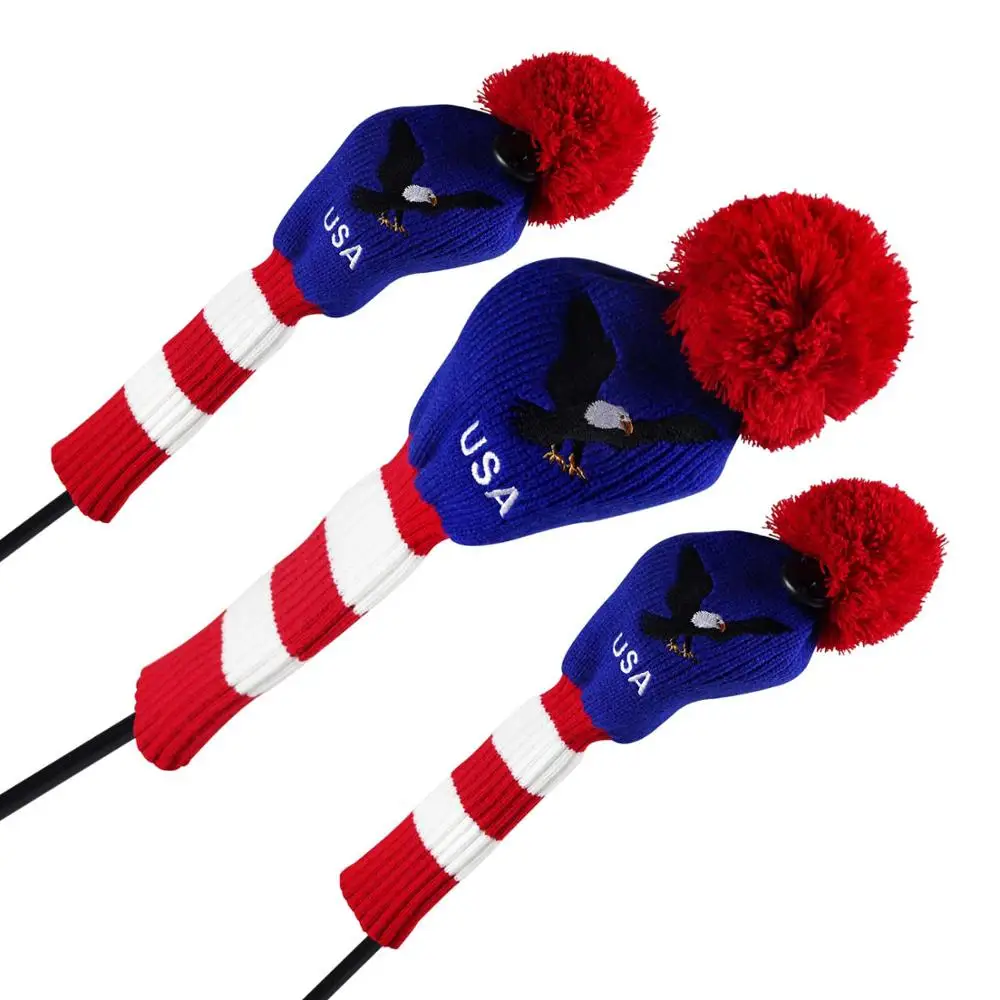 

PINMEI Golf Headcover Knitted Golf Club Head Covers Set of 3,fit for Driver,Fairway Wood, Hybrid Head Cover Headcover for Callaw