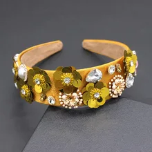 Простые чешуйчатые Цветочные Стразы, Красивая повязка на голову для танцевальной вечеринки, новая модная повязка на голову в стиле барокко с цветком, индивидуальная повязка на голову 853