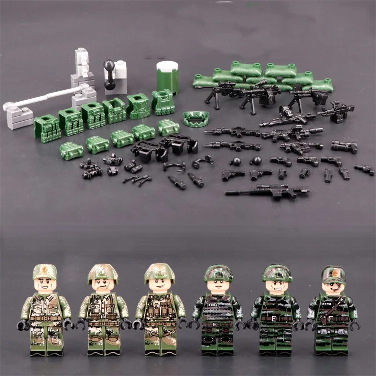 

1 Set Military Army WW2 Soldier Model Building Blocks Set Weapon Special Force Gun Toys Compatible Military Figures X180