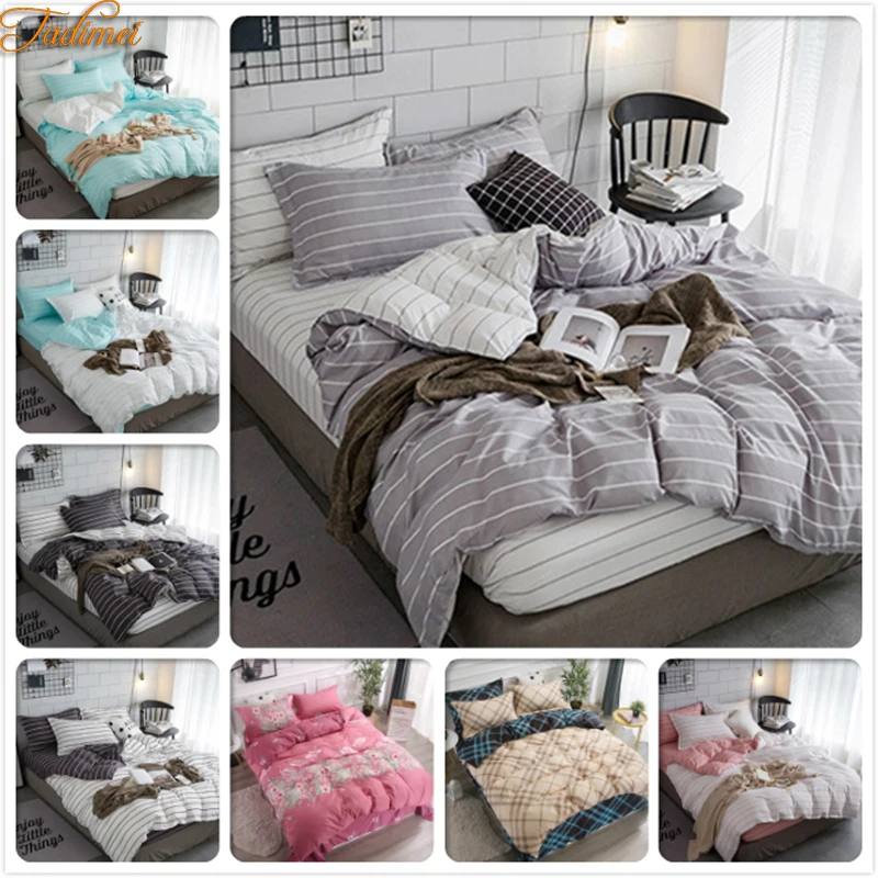 

Grey Stripe Concise Duvet Cover 3/4 pcs Bedding Set Adult Big Size Double King Queen Full Soft Cotton Bed Linens 200x230 220x240