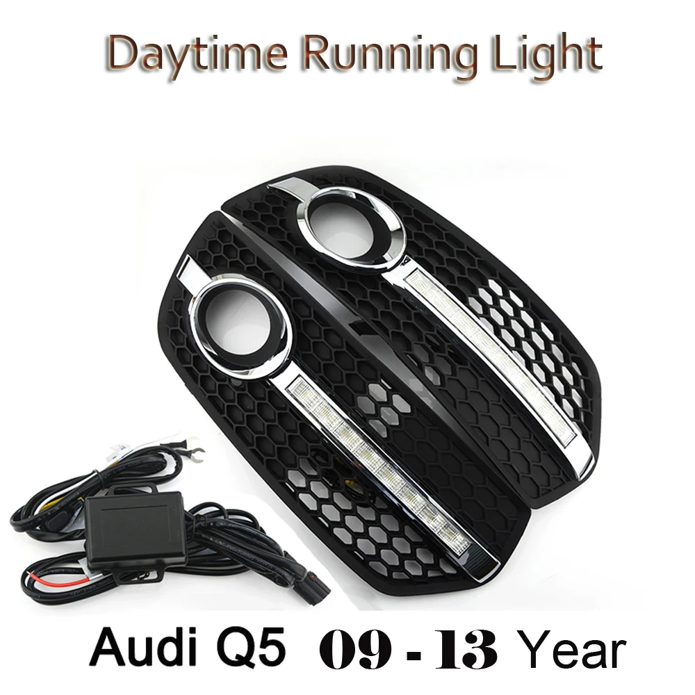 

ECAHAYAKU Car Styling DRL ABS Front Bumper Daytime Running Light Fog Light Covers Lamp Masks Fit For Audi Q5 2009 2010 2011 2012