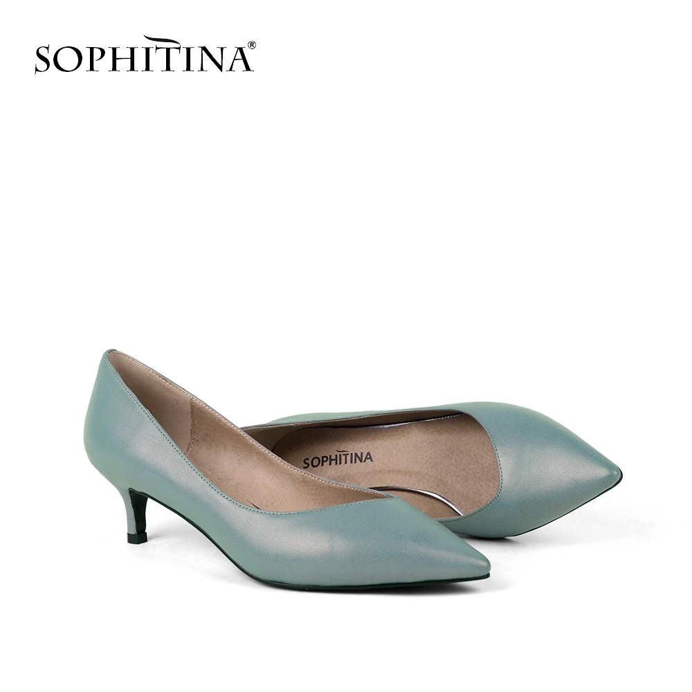 SOPHITINA Sexy Pointed Toe Pumps Fashion High Quality Genuine Leather Hot Sale Thin Heel Shoes New Design Women's Pumps MC146