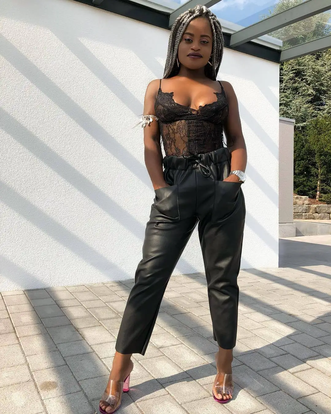 Elastic Pu Leather leggings Pants 
