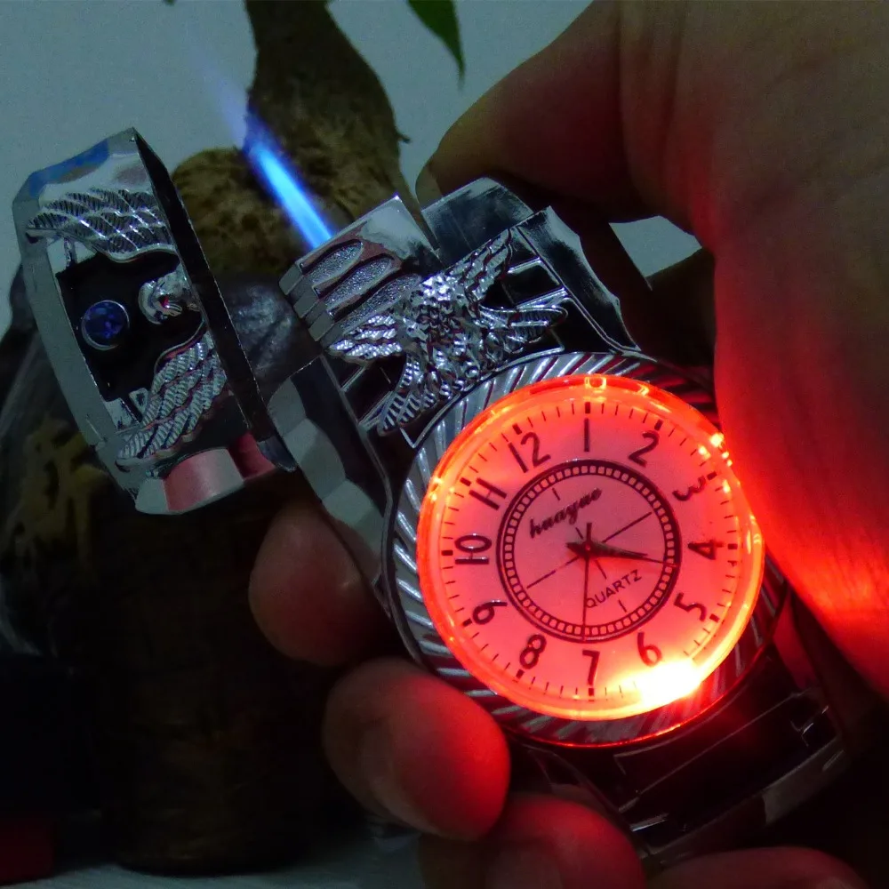 watch elektronik flame windproof lighter with led light for cigarette wholesale without gas watch elektronik flame windproof lighter with led light for cigarette wholesale without gas