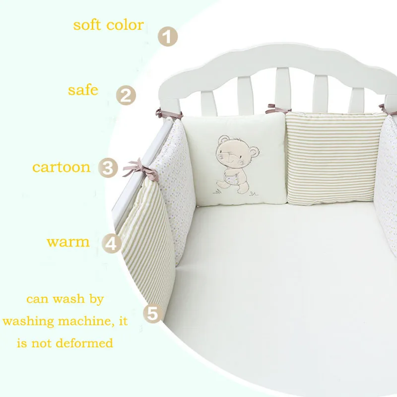 2017 детская кроватка бампер кровать протектора для маленьких детей хлопковые детские постельные принадлежности 6 шт Плюшевые ограждение с